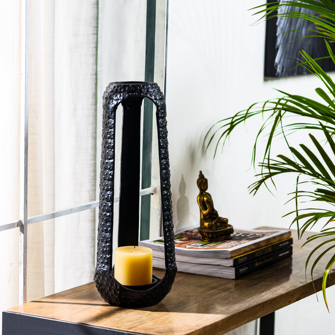 Black Pillar Candle Holder (Large)