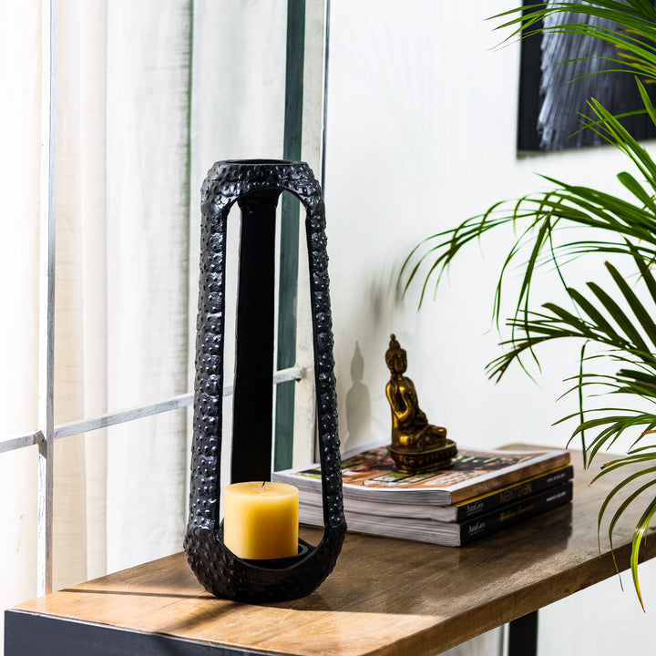 Black Pillar Candle Holder (Large)