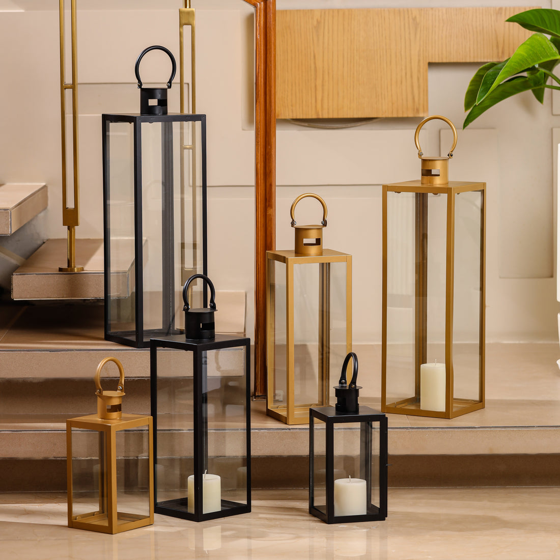 Garden Glow Lantern Black Medium