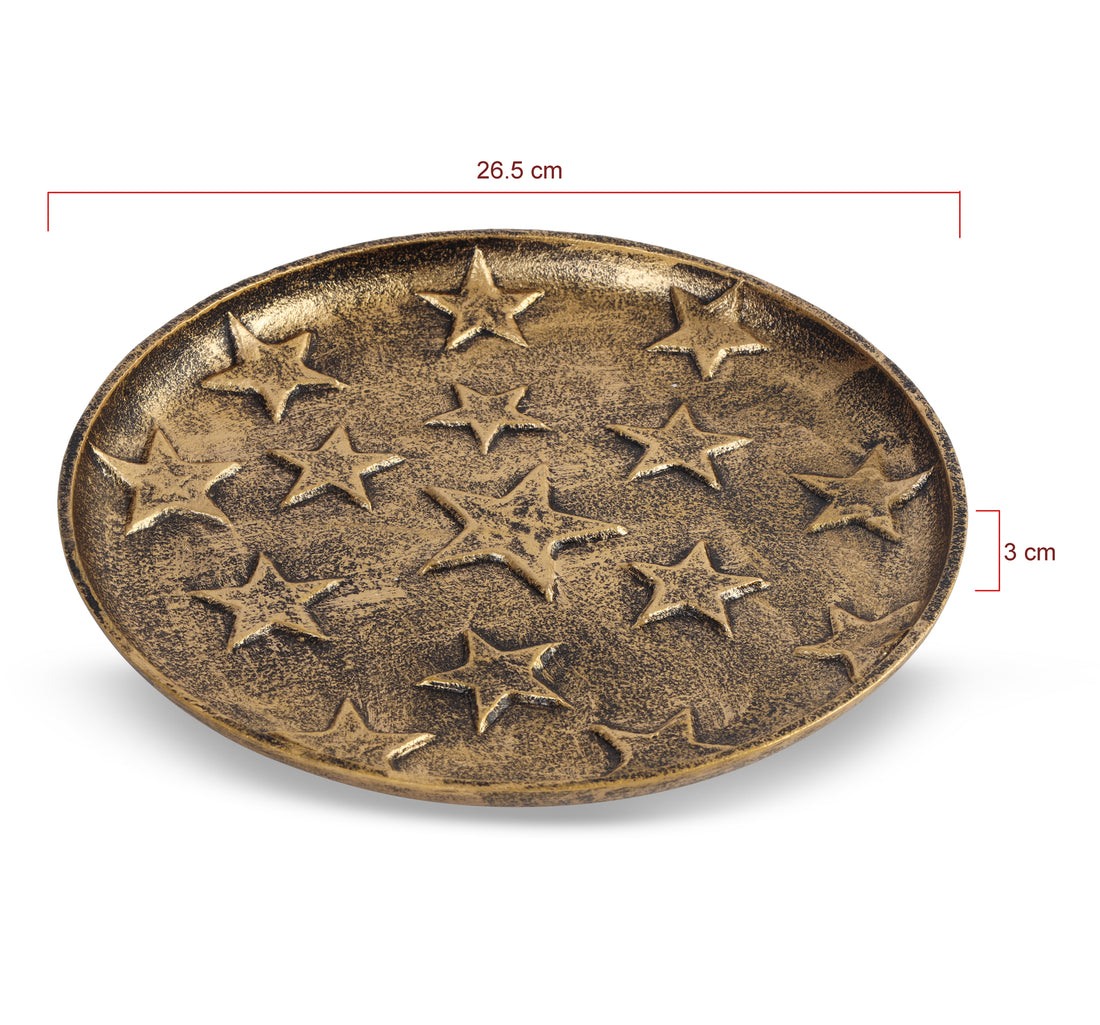 Antique Star Embossed Decorative Tray - Small
