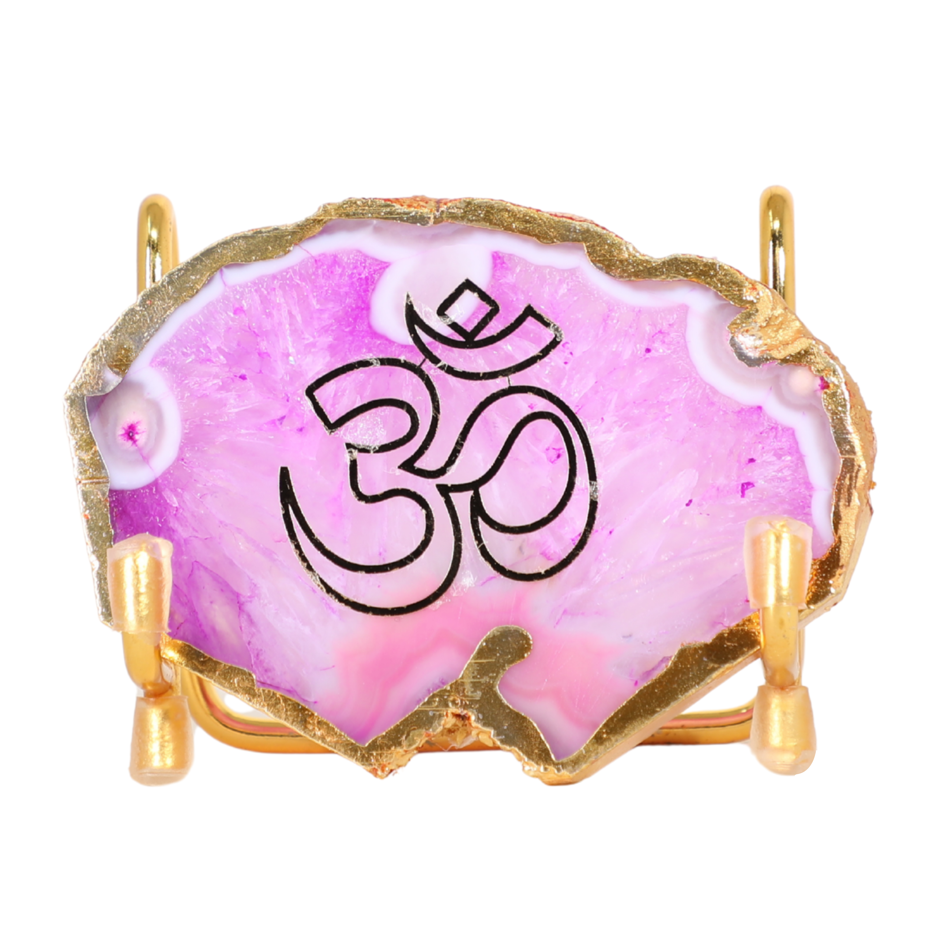 Blush Pink Aura Om Agate Stand
