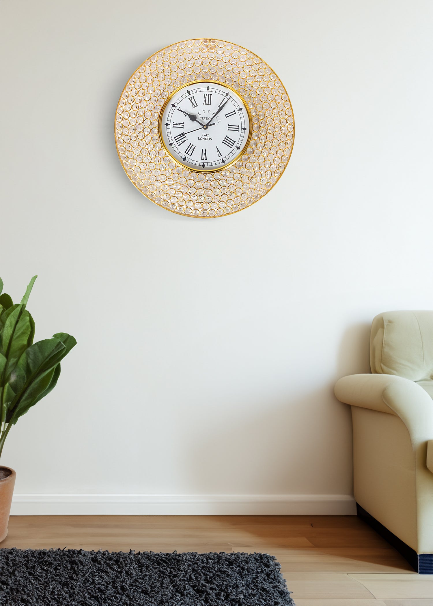 Regal Crystal Wall Clock – Gold Halo (Small)