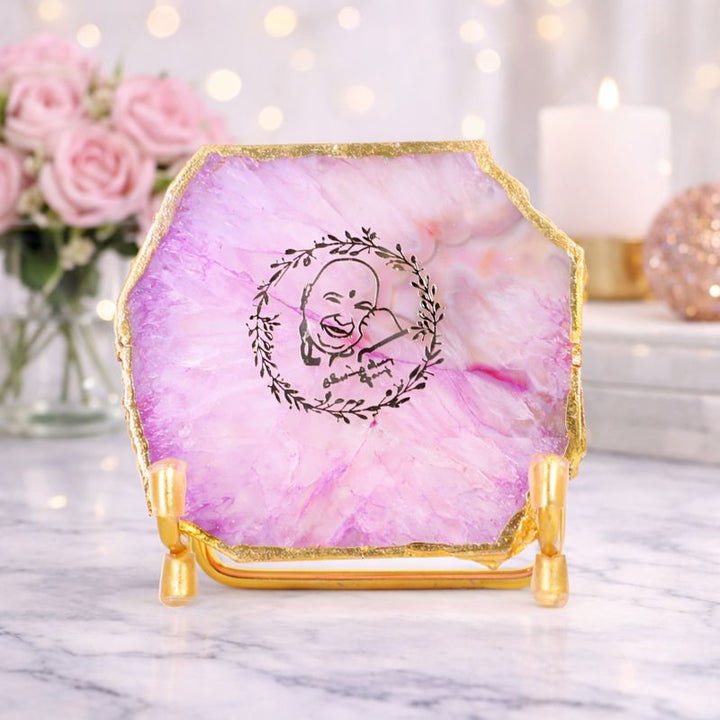 Blush Pink Aura Guru Ji Agate Stand