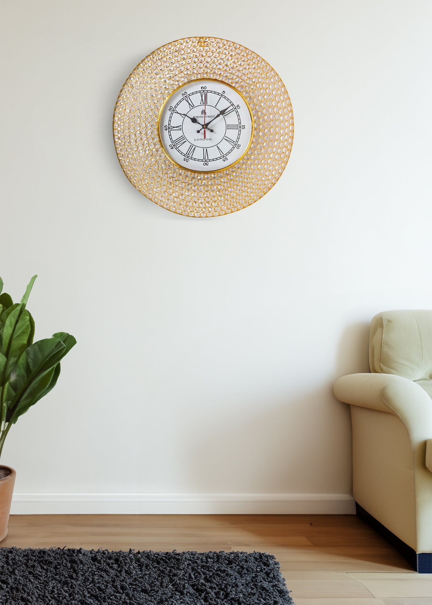 Regal Crystal Wall Clock – Gold Halo (Large)