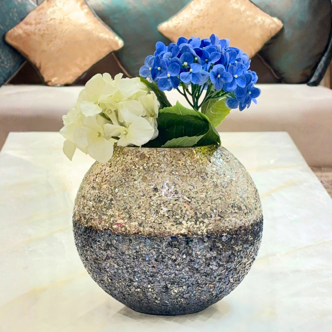 Luminous Glitter Vase - Blue Antique