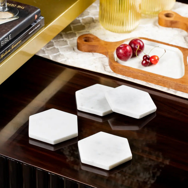 Marble Hex Coasters