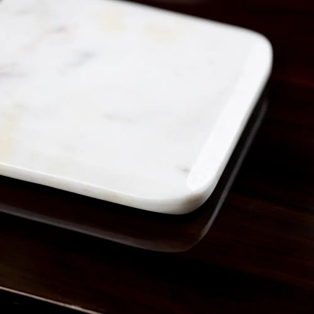 Rounded White Marble Coasters
