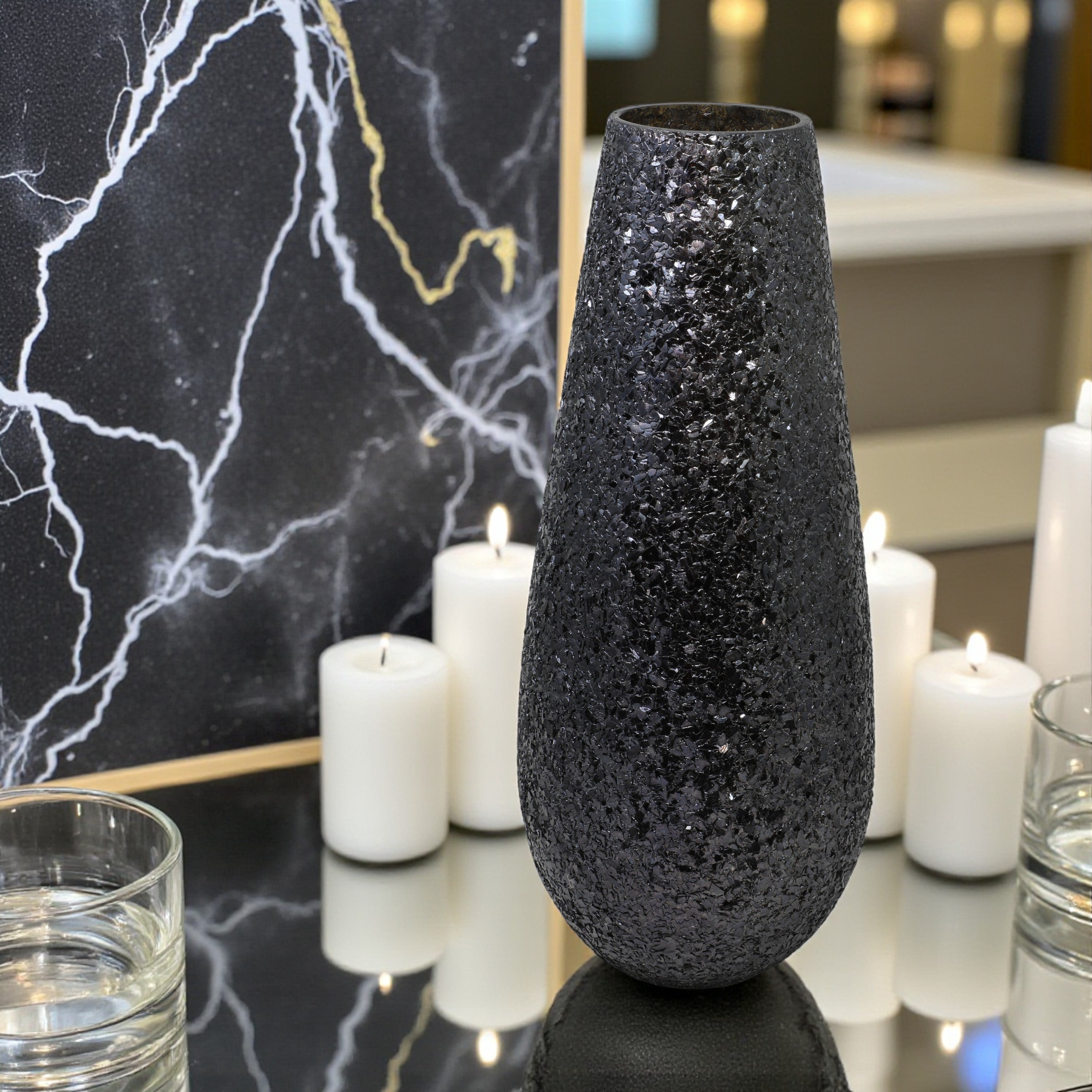 Black Aurora Glitter Vase(Large)