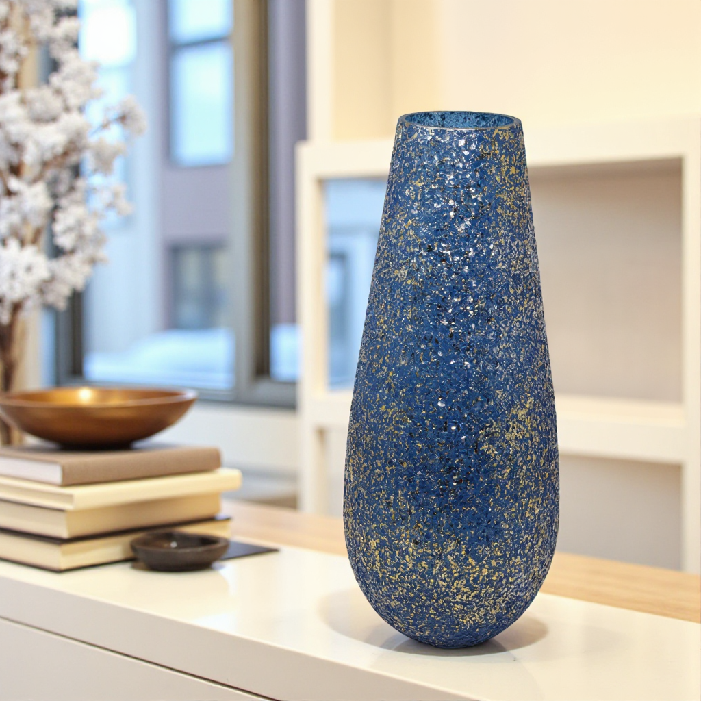 Blue Aurora Glitter Vase(Large)