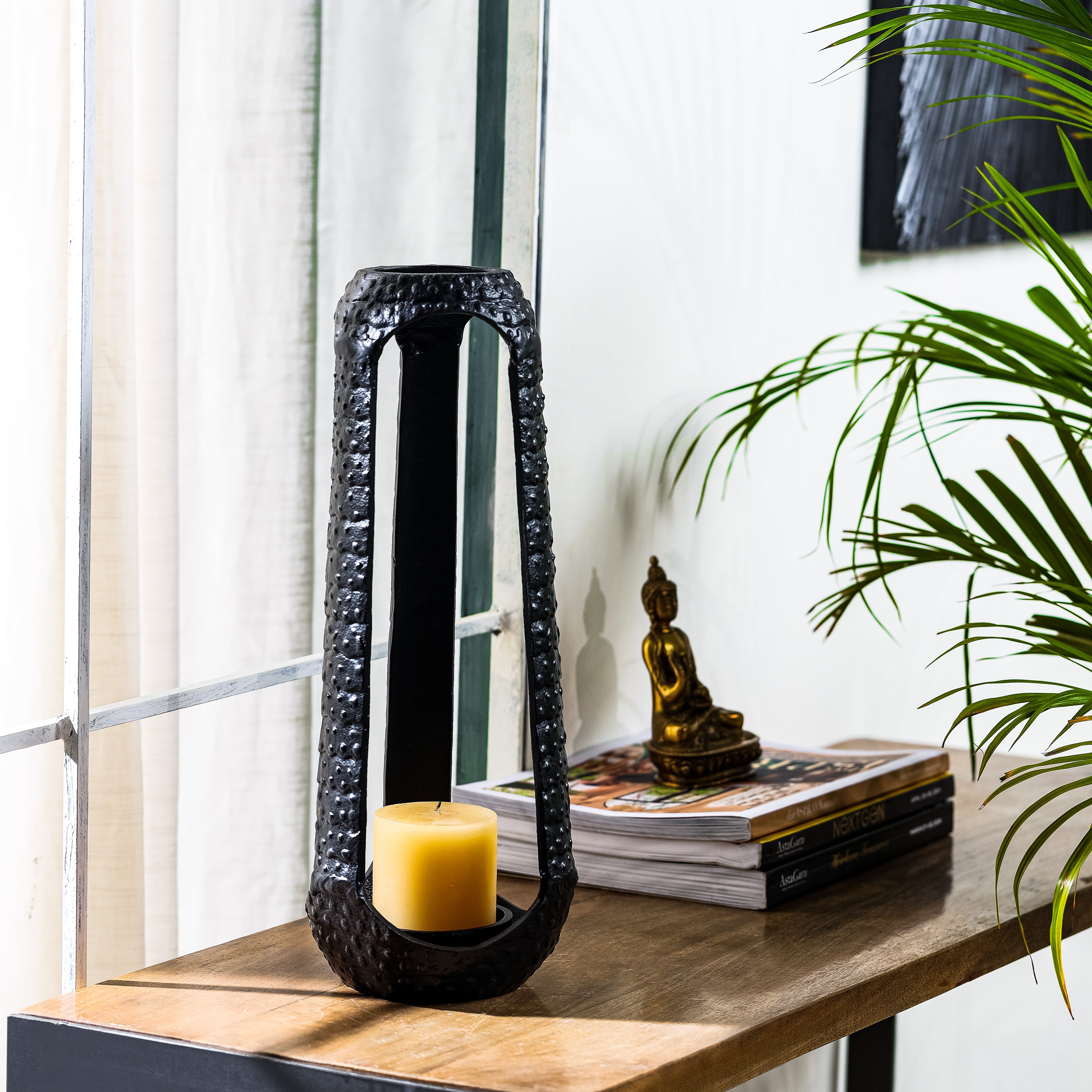 Black Pillar Candle Holder (Large)