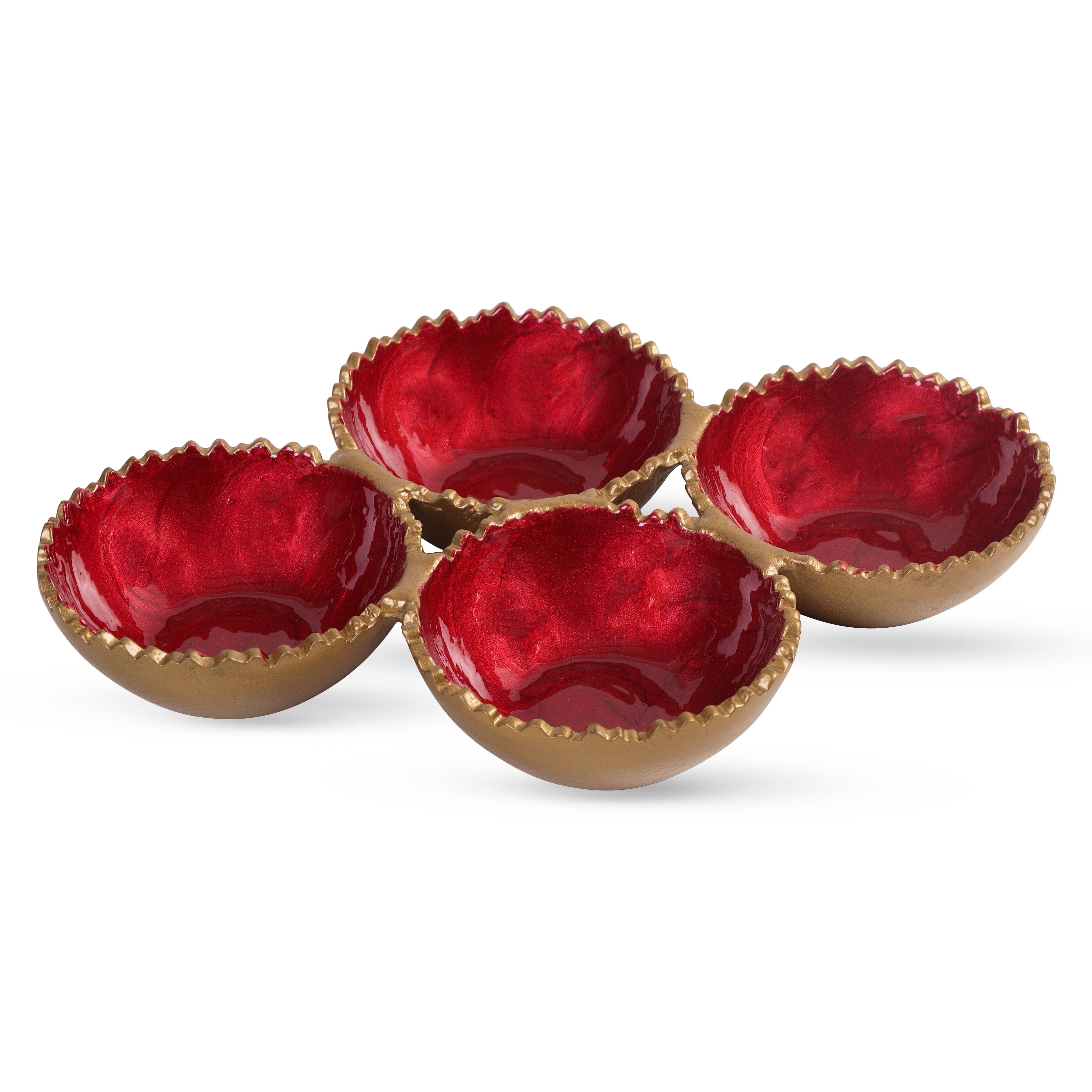 Radiant Red Ripple Bowls
