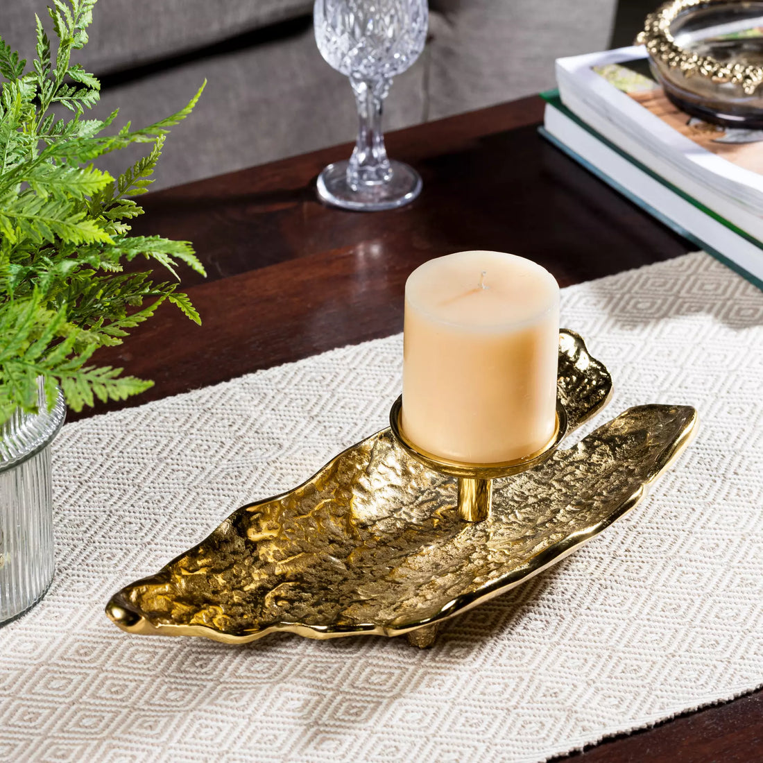 Luminous Leaf Candle Holder