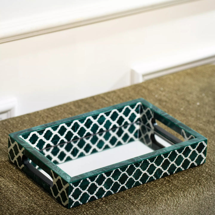 Emerald Lattice Decorative Tray