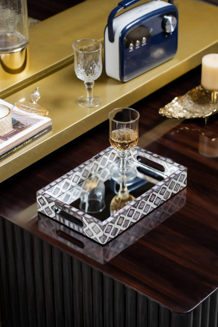 Geometric Elegance Mirror Tray