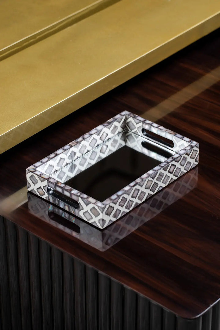 Geometric Elegance Mirror Tray