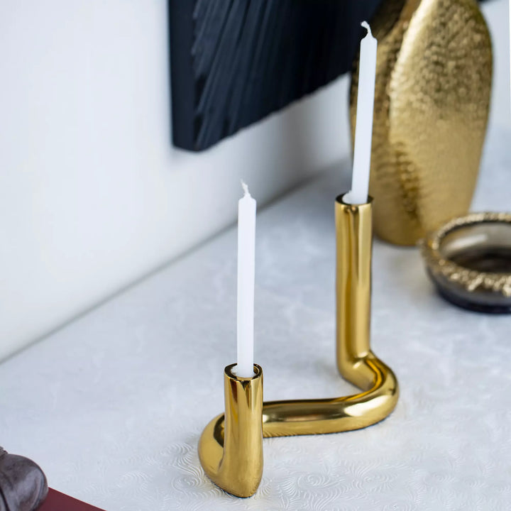 Golden Serpent Candle Holder