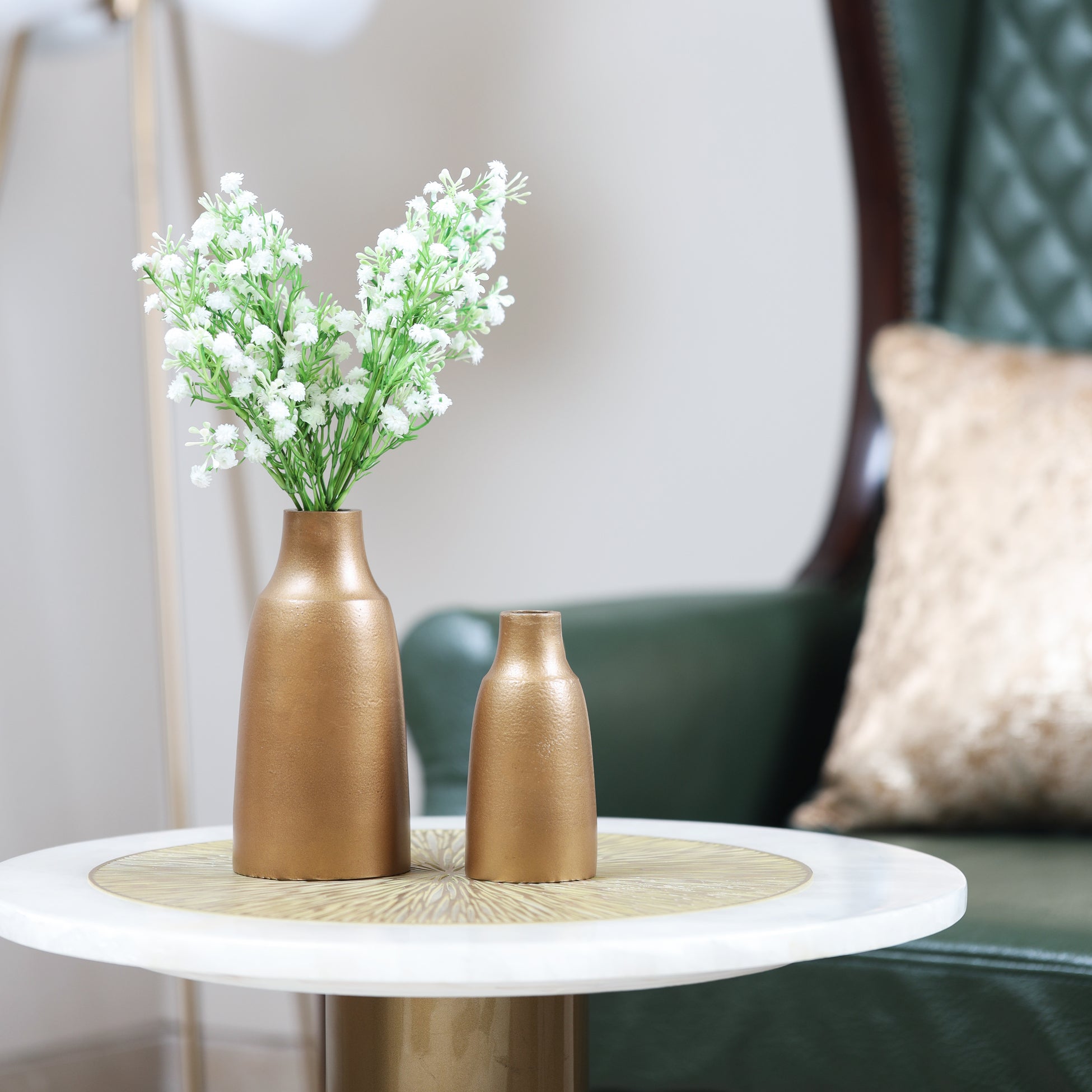 Matte Gold Decorative Vase Duo