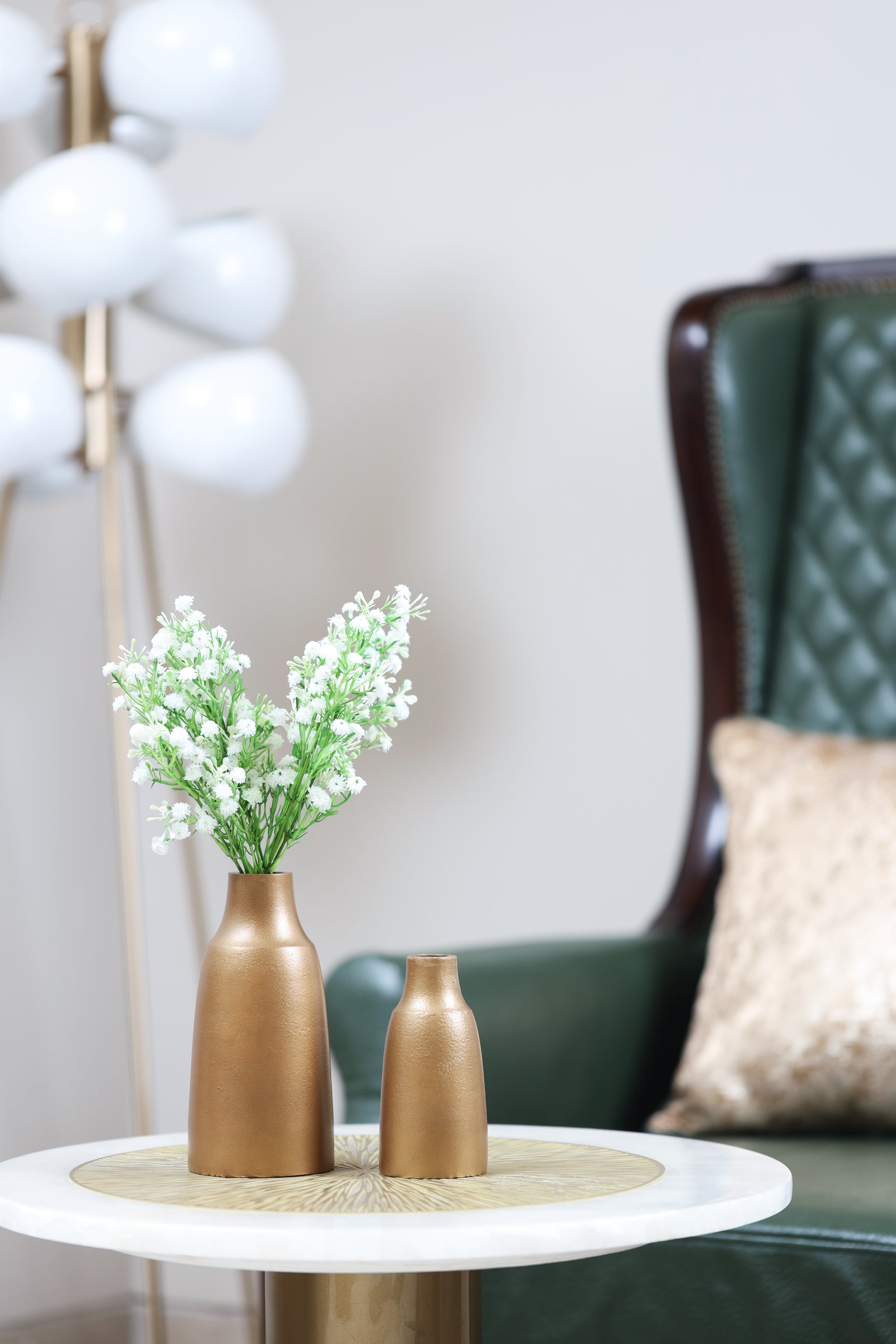 Matte Gold Decorative Vase Duo