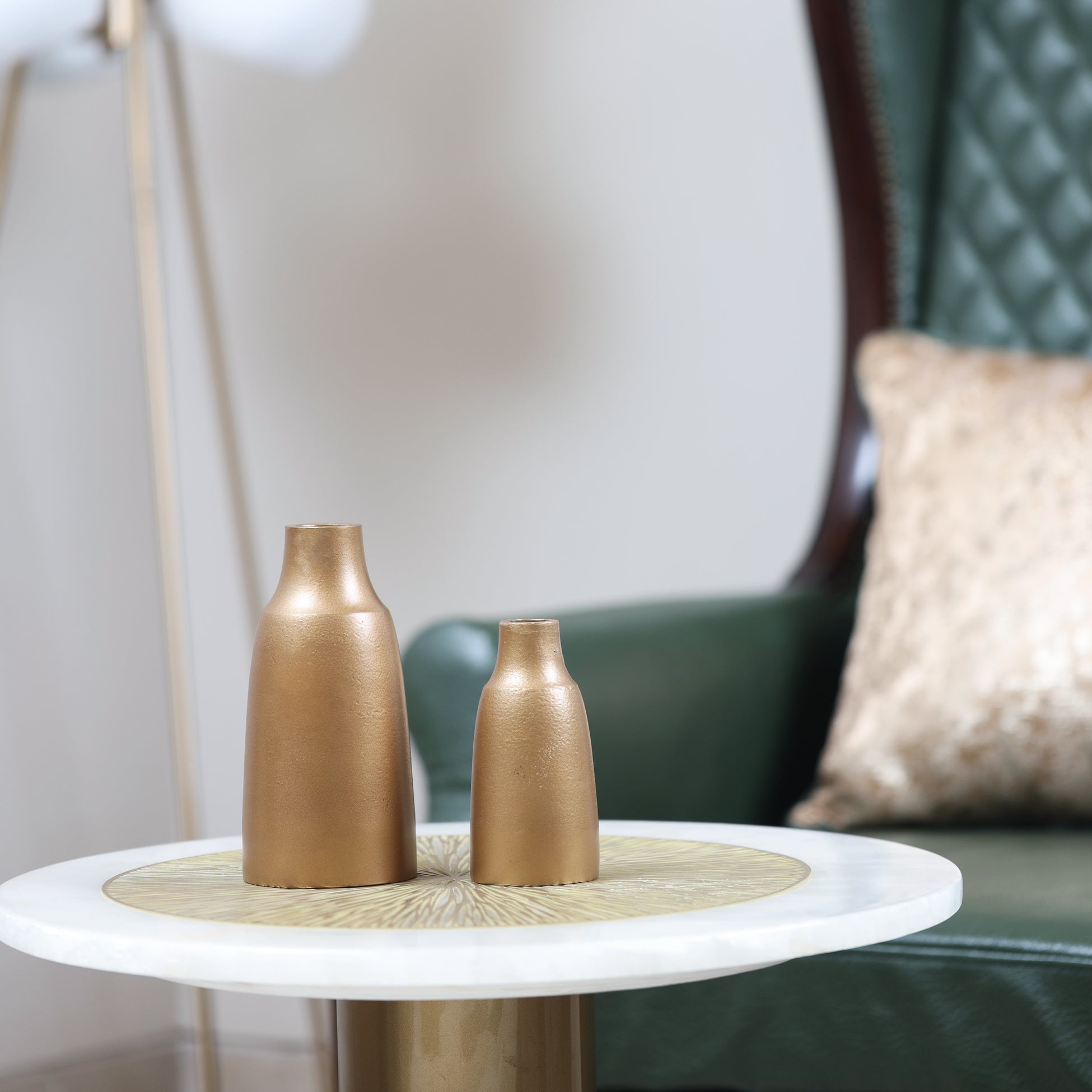 Matte Gold Decorative Vase Duo