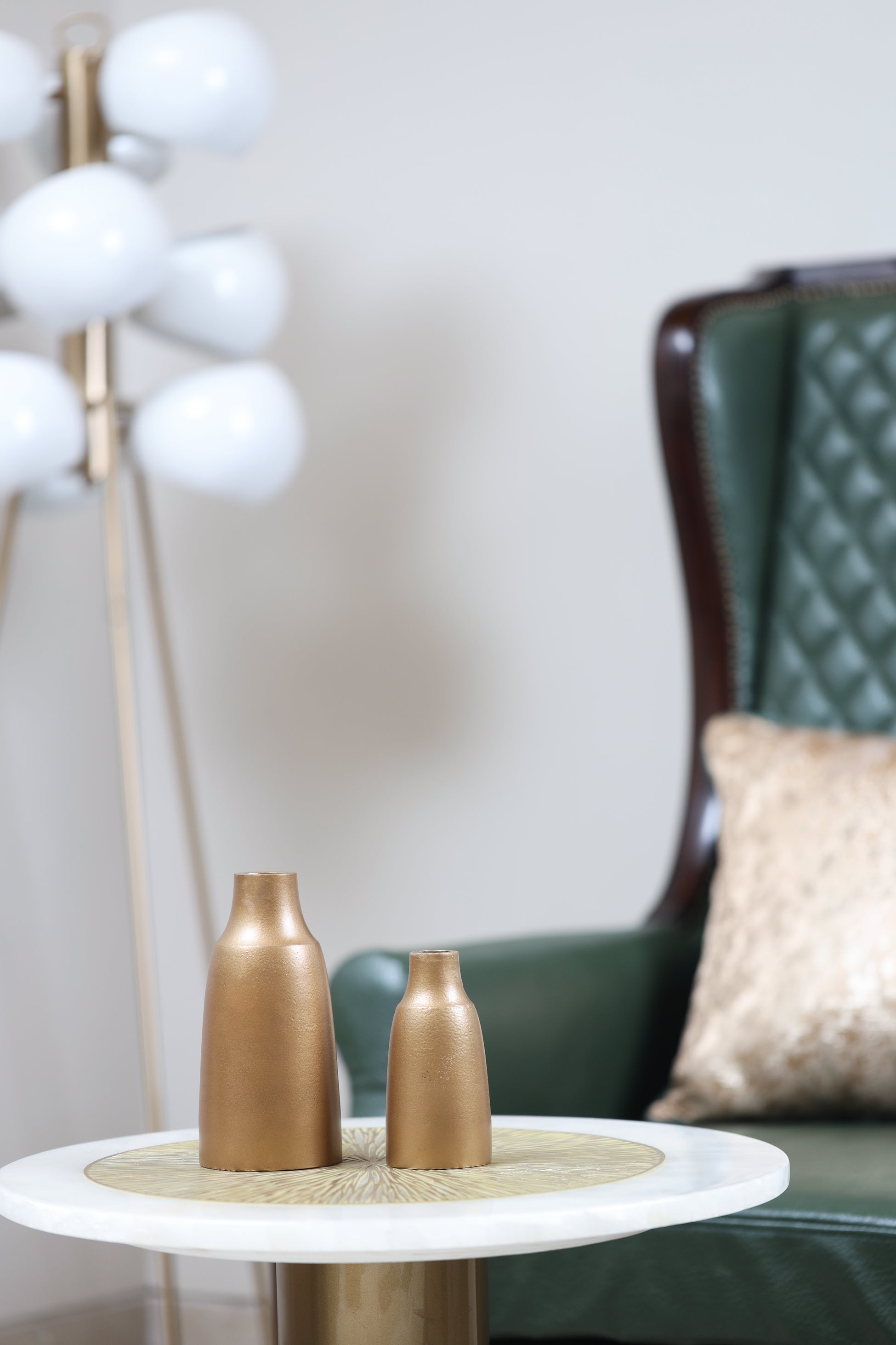 Matte Gold Decorative Vase Duo