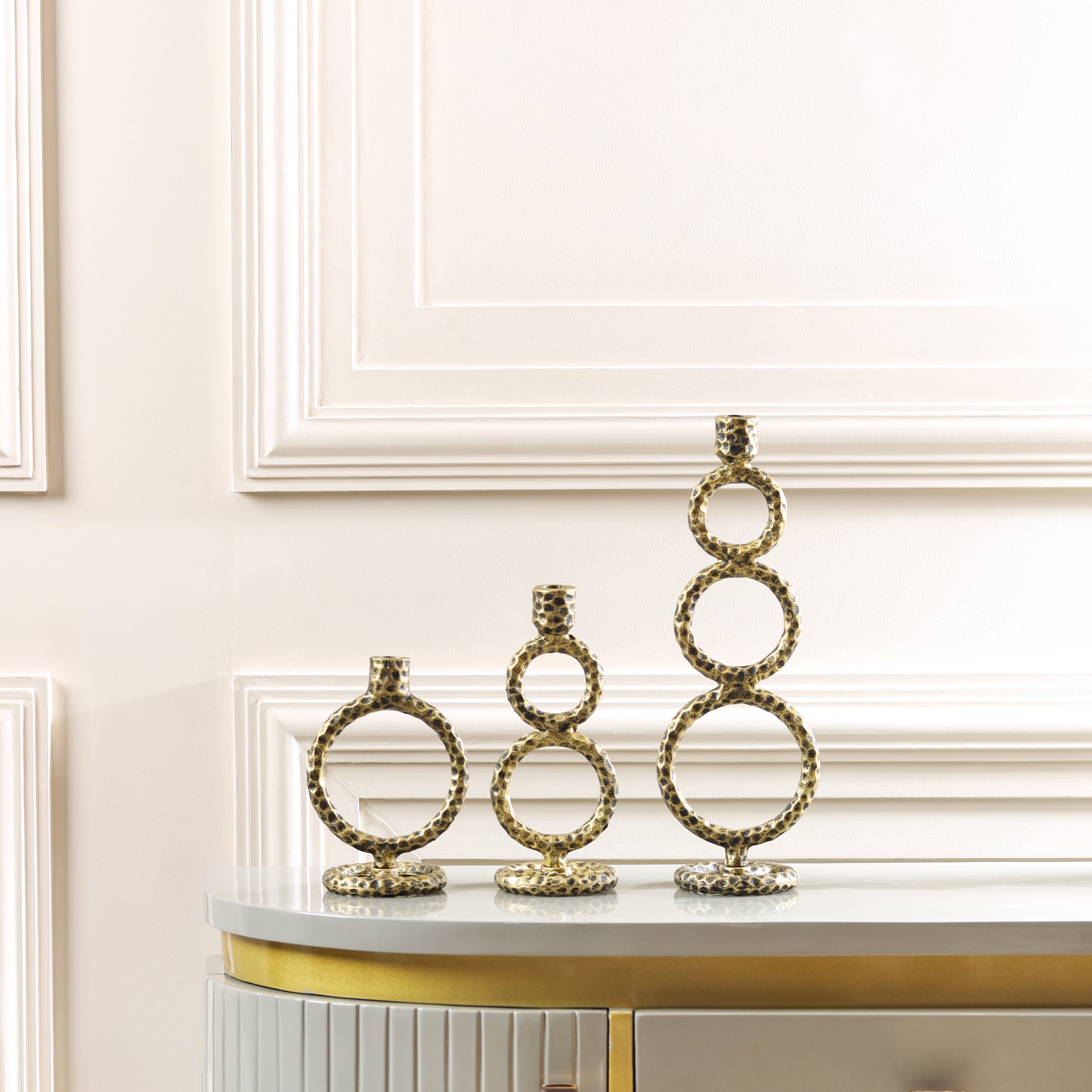 Rustic Radiant Ring Candleholders-Set of 3