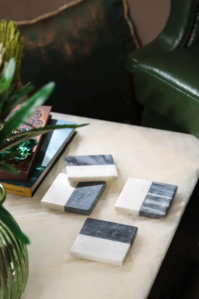 Grey White Marble Coasters