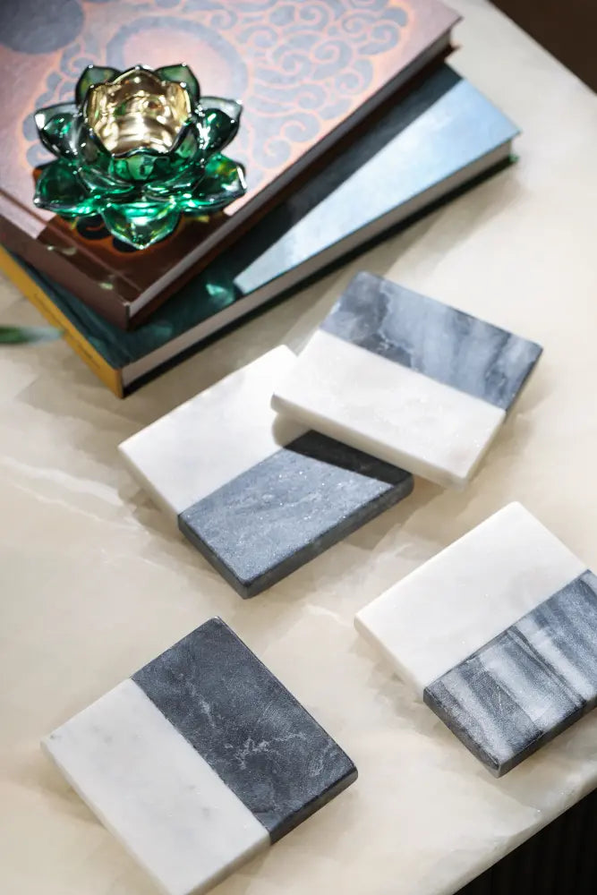 Grey White Marble Coasters