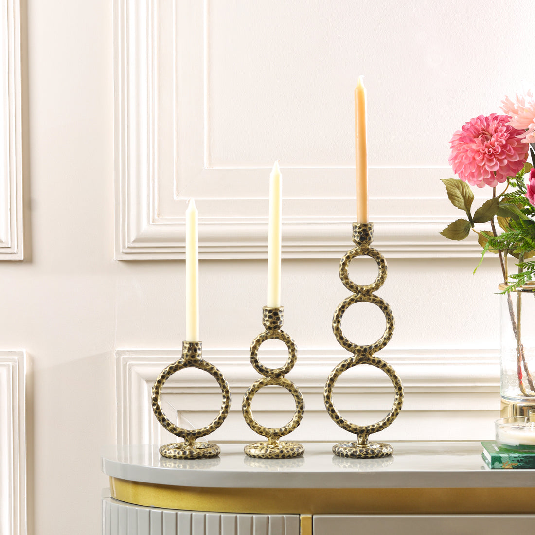 Rustic Radiant Ring Candleholders-Set of 3