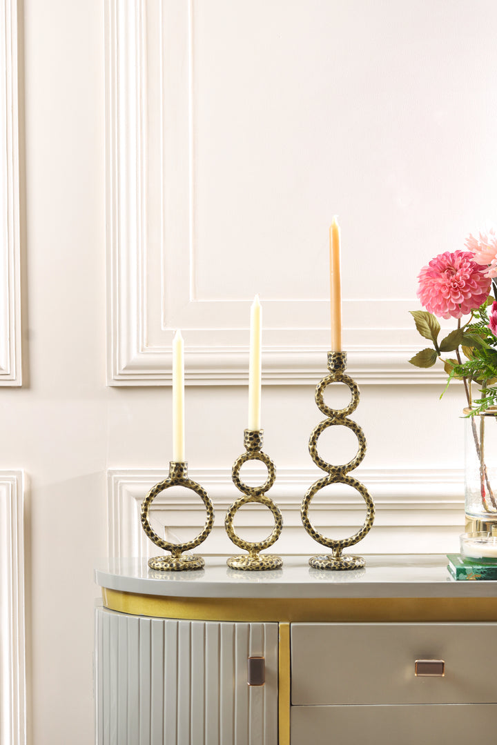 Rustic Radiant Ring Candleholders-Set of 3