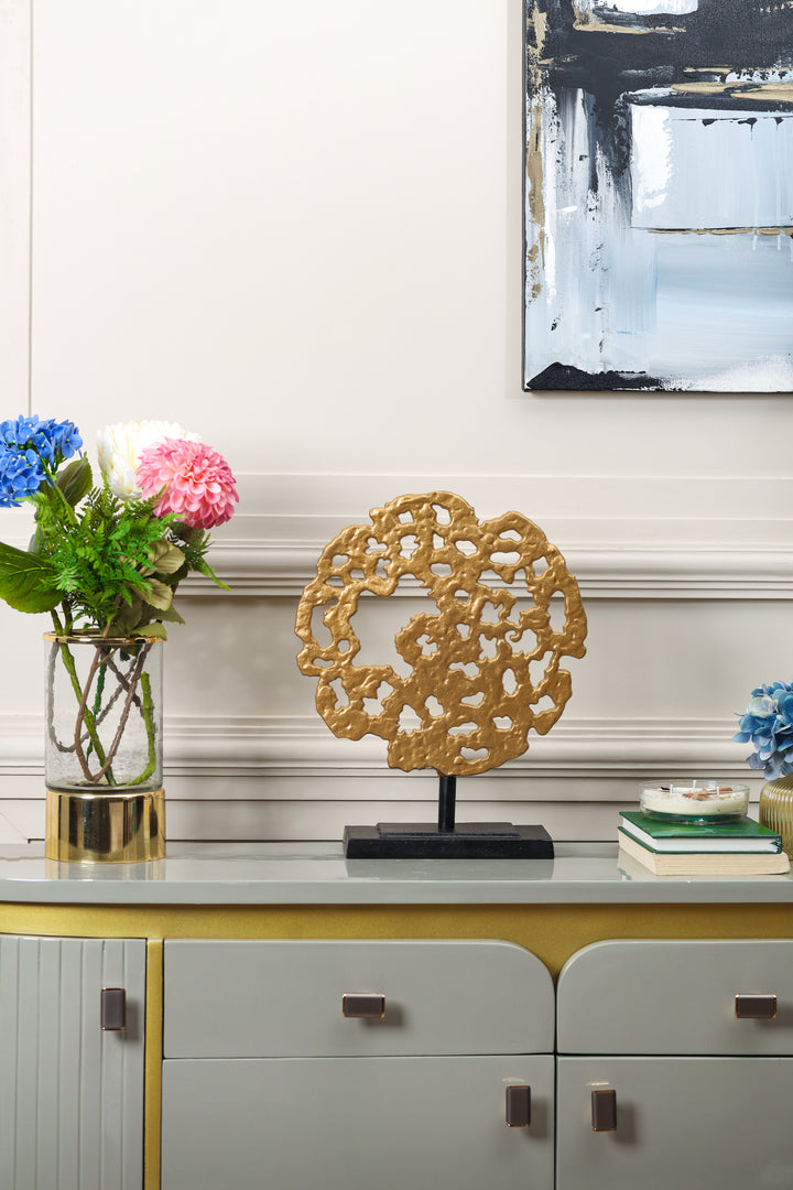 Gold Abstract Coral Decor on Stand