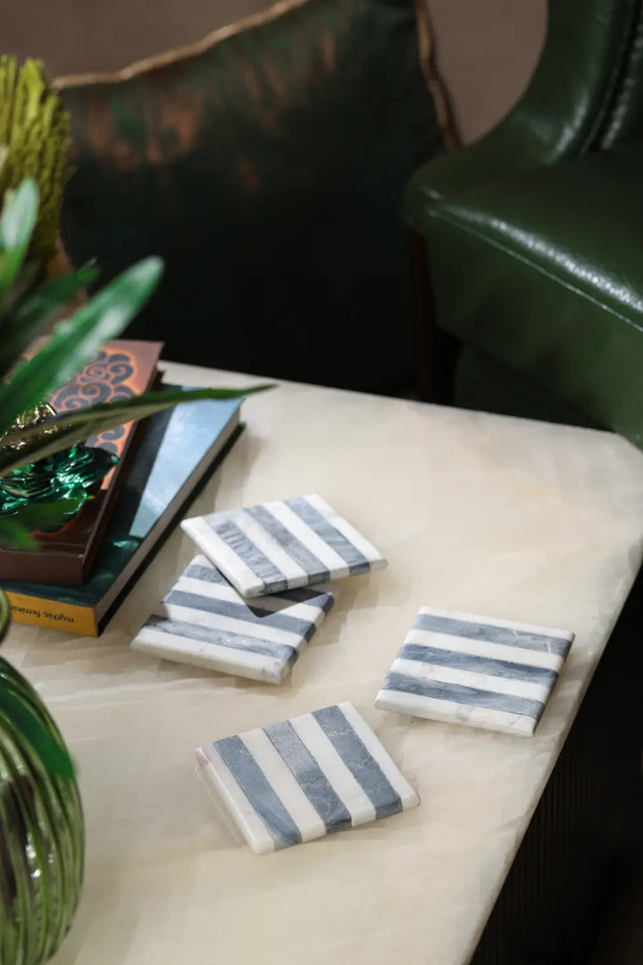 Elegant Stripes Marble Coasters