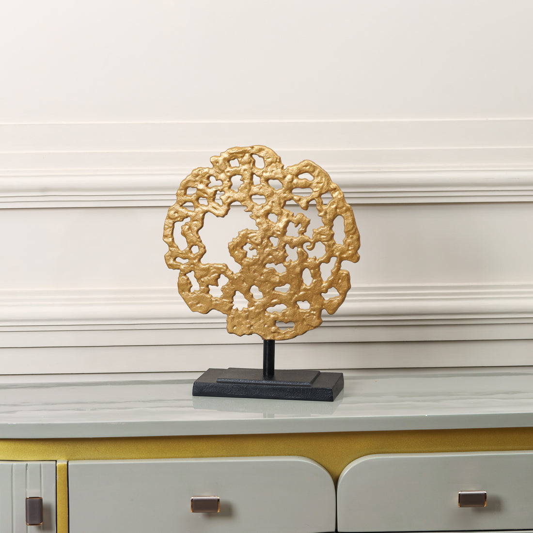 Gold Abstract Coral Decor on Stand