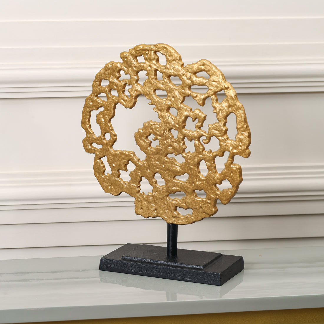 Gold Abstract Coral Decor on Stand