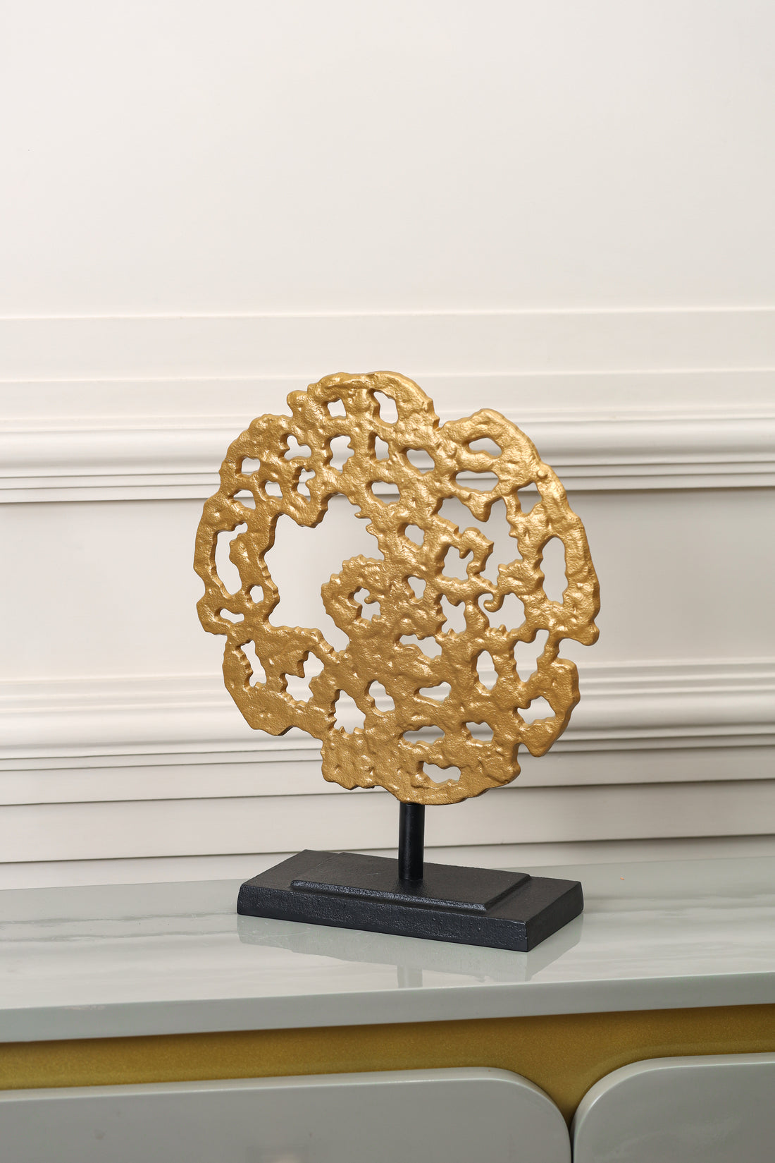 Gold Abstract Coral Decor on Stand