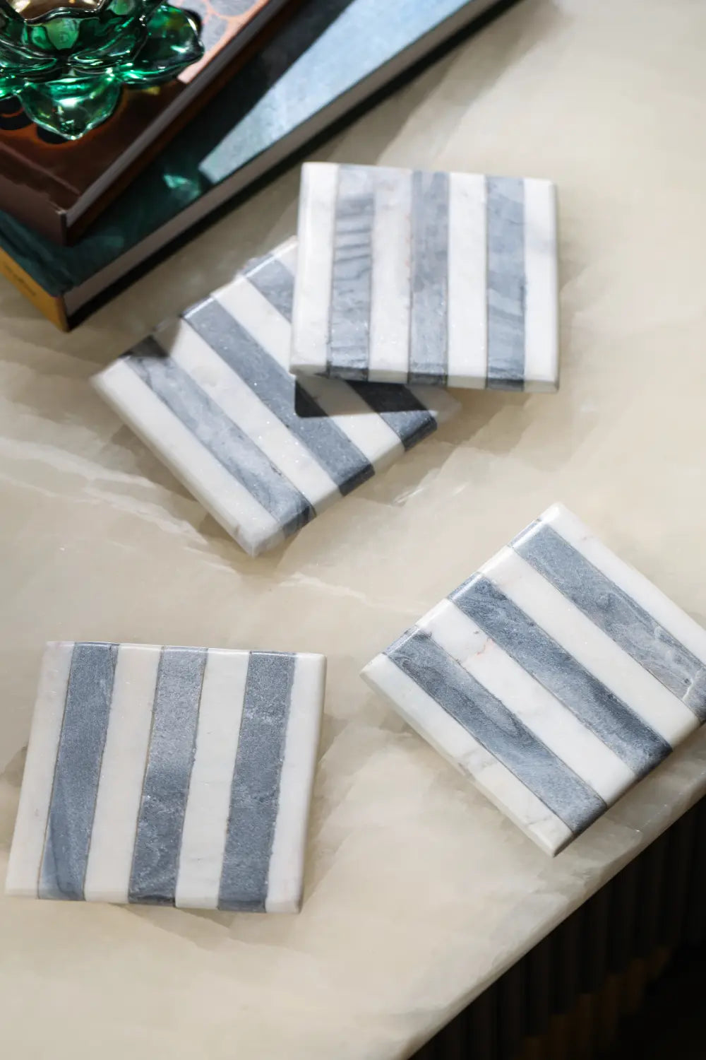 Elegant Stripes Marble Coasters