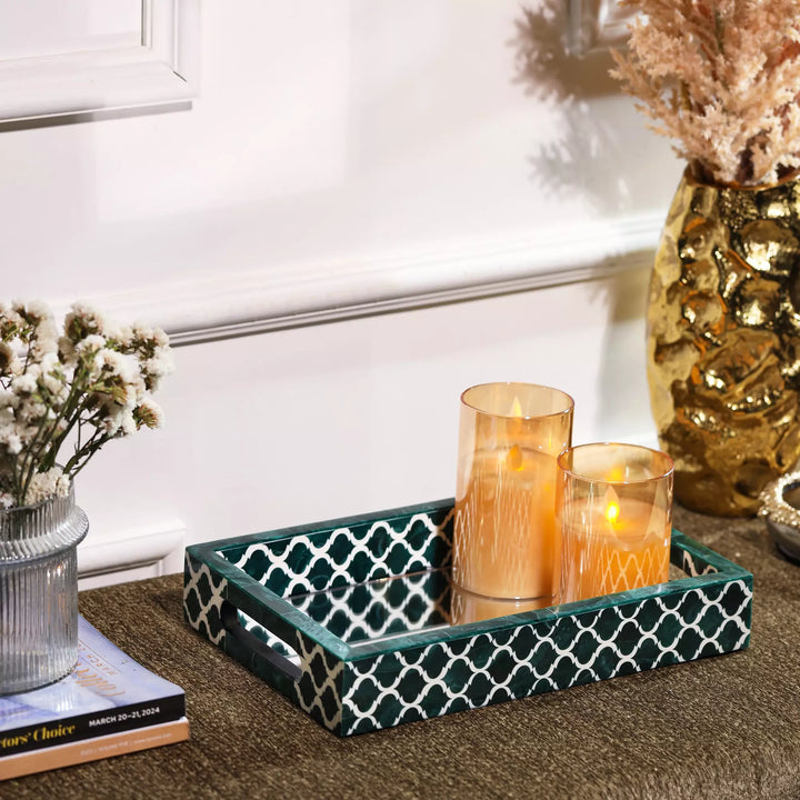 Emerald Lattice Decorative Tray