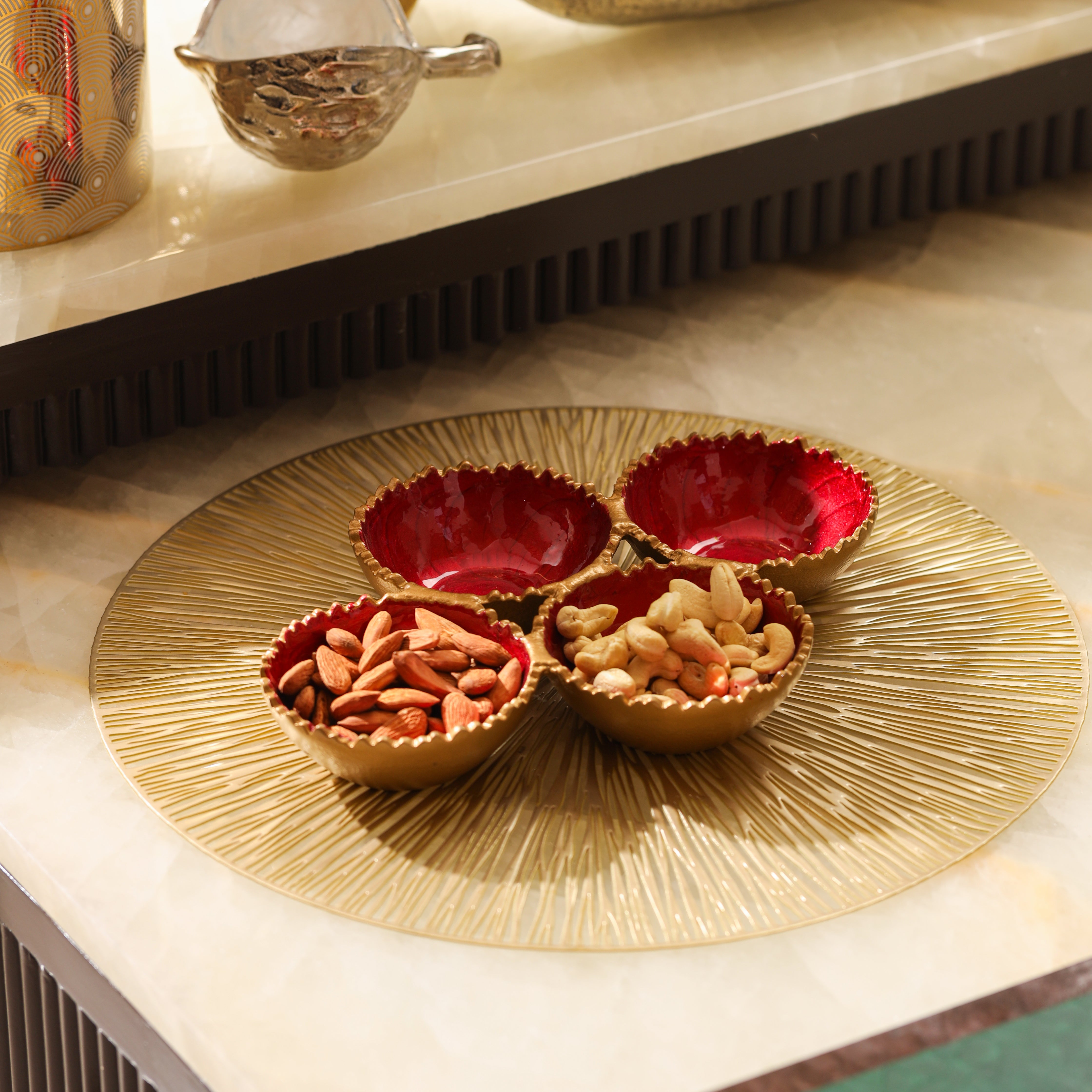 Radiant Red Ripple Bowls