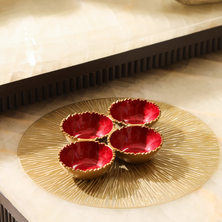 Radiant Red Ripple Serving Bowl Set