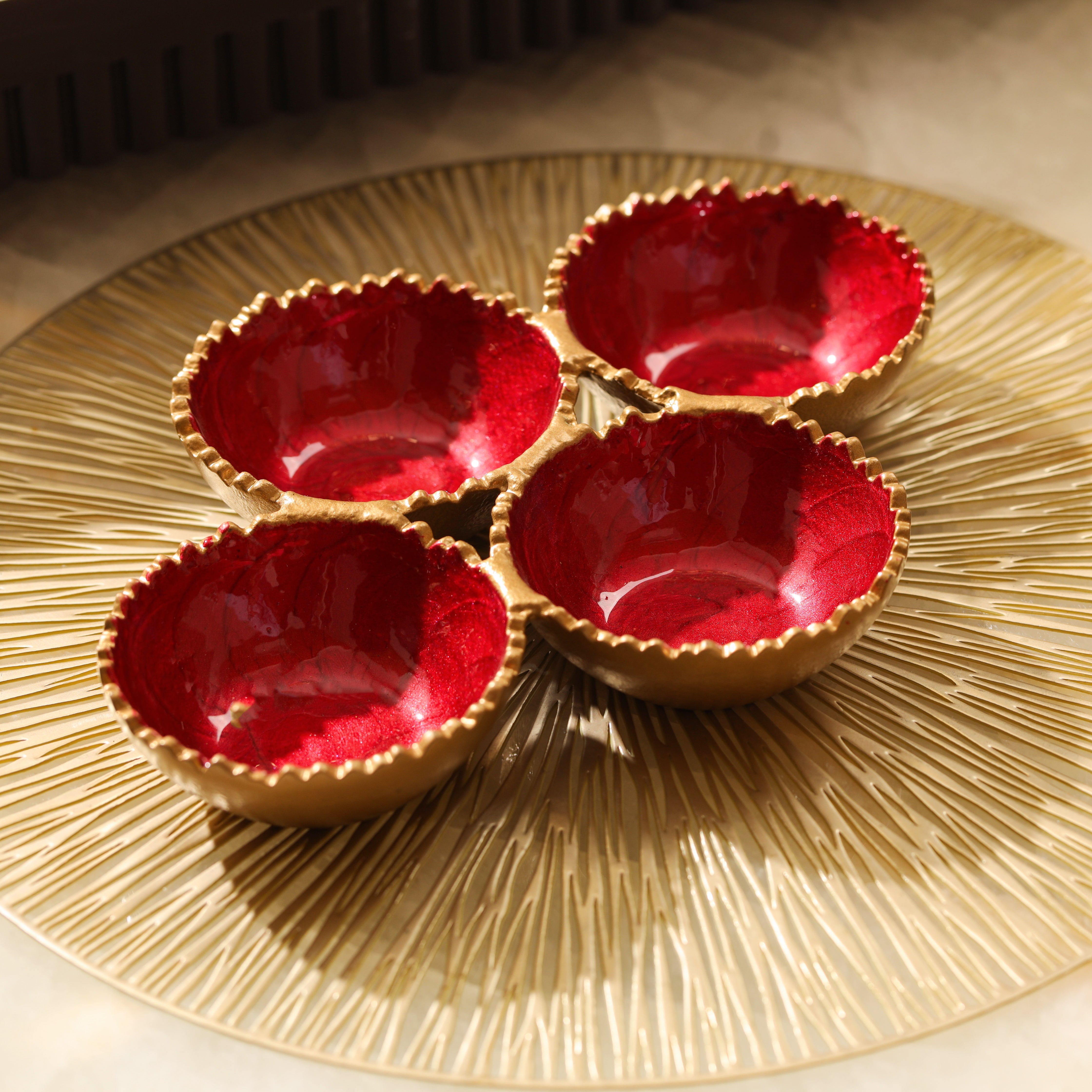 Radiant Red Ripple Bowls