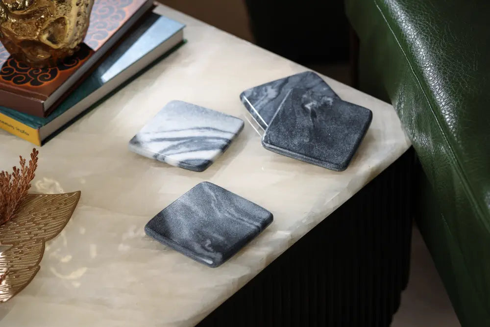 Rounded Grey Marble Coasters