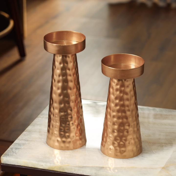 Gold Hammered Candlestands