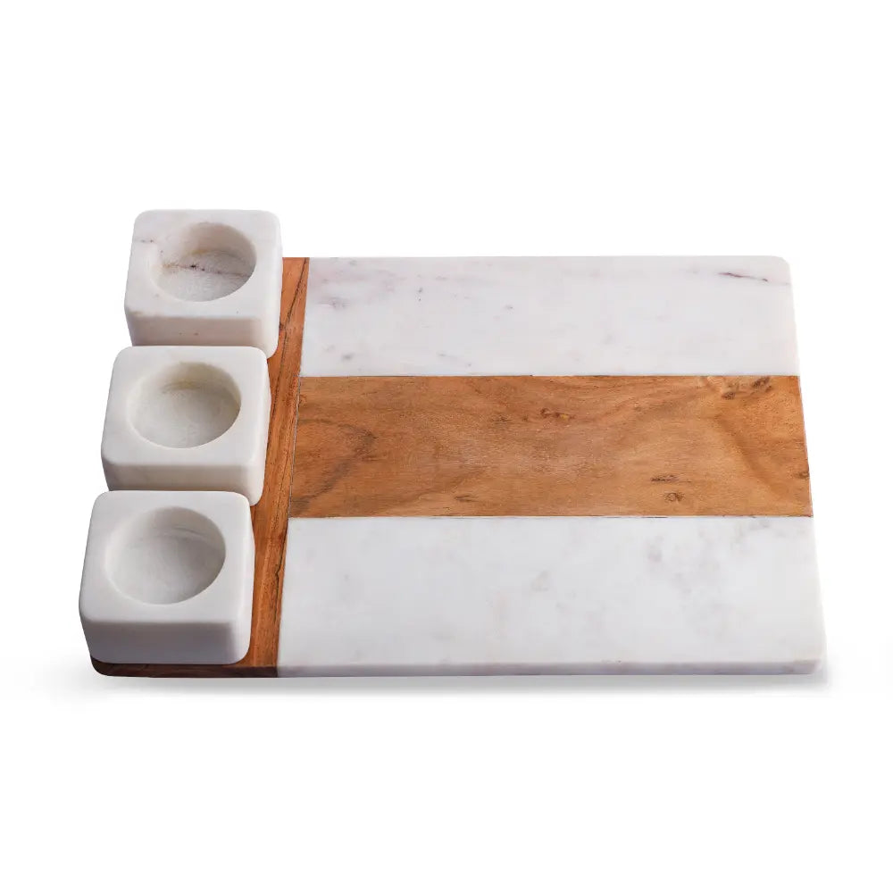 Modern Marble and Wood Serving Platter