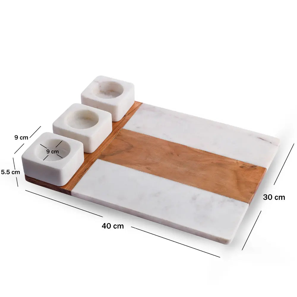 Modern Marble and Wood Serving Platter