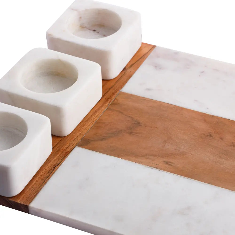 Modern Marble and Wood Serving Platter