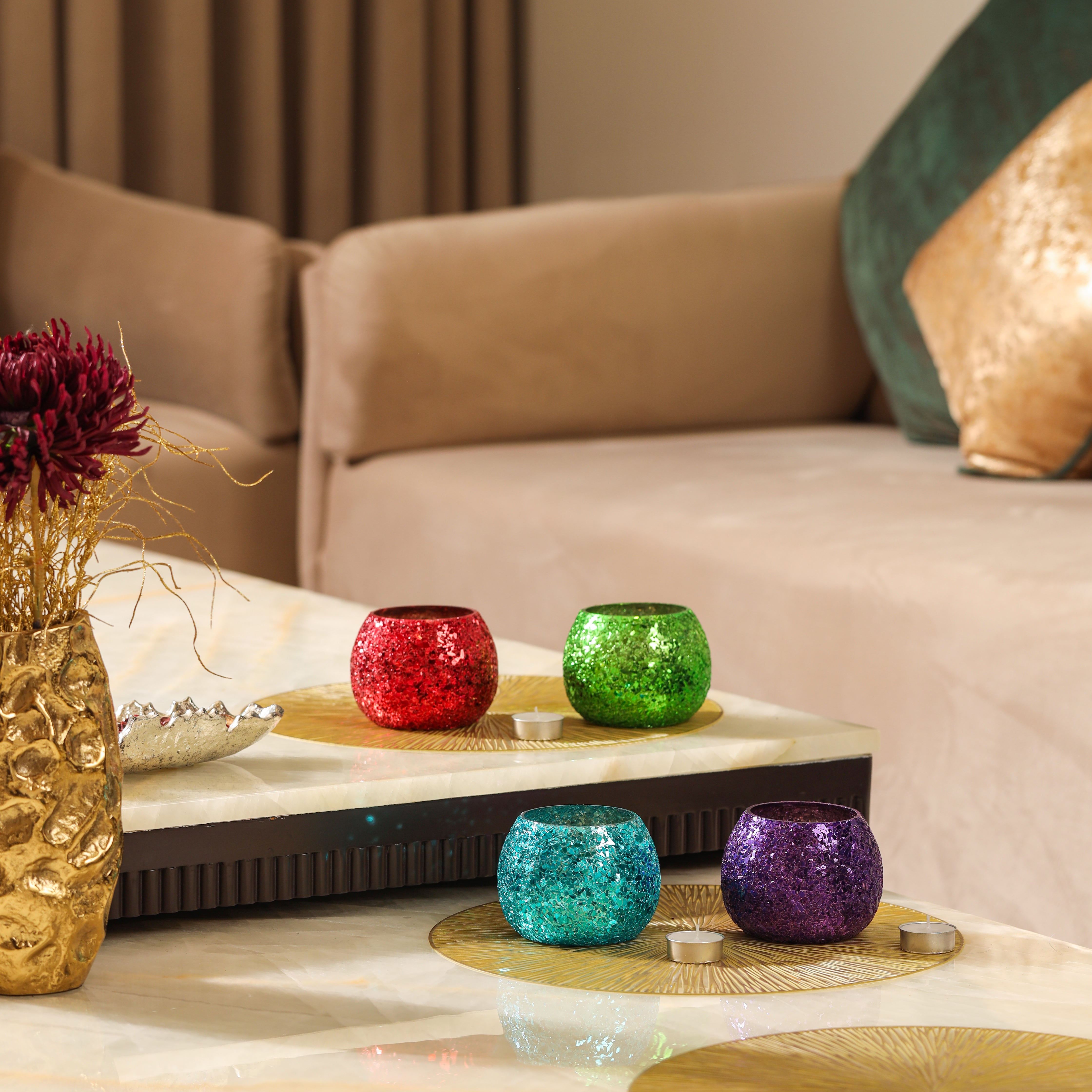 Luminous Glitter Votive-Red