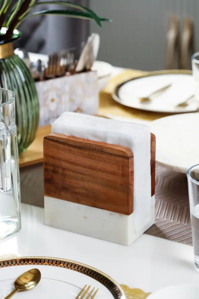 Wood & Stone Napkin Holder