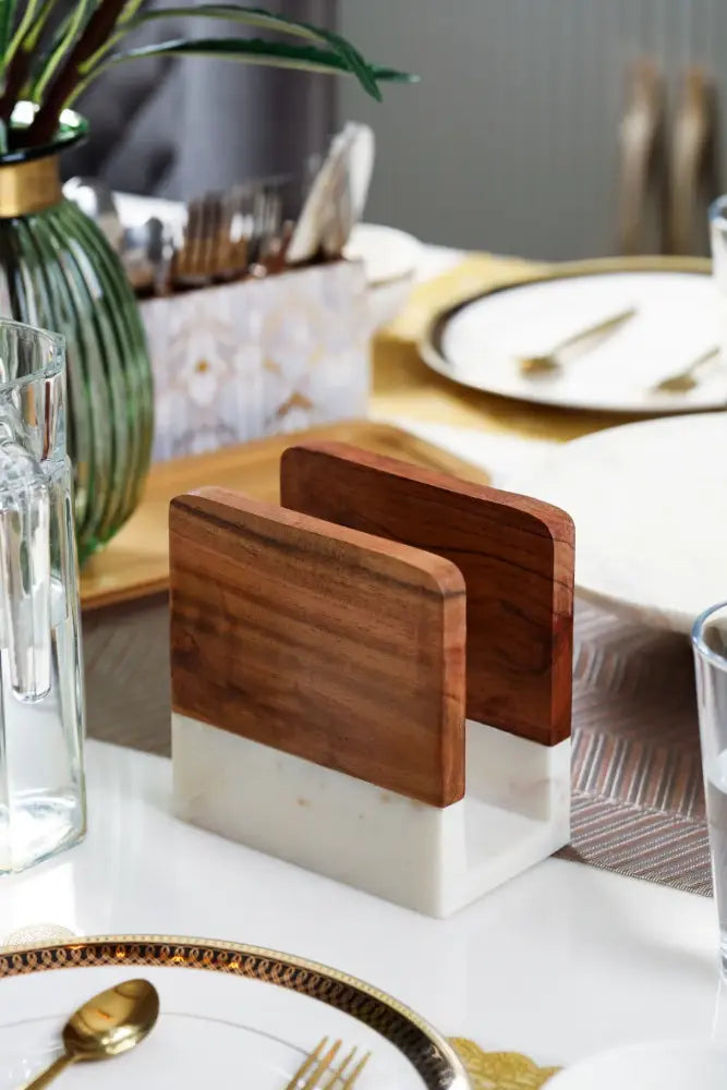 Wood & Stone Napkin Holder