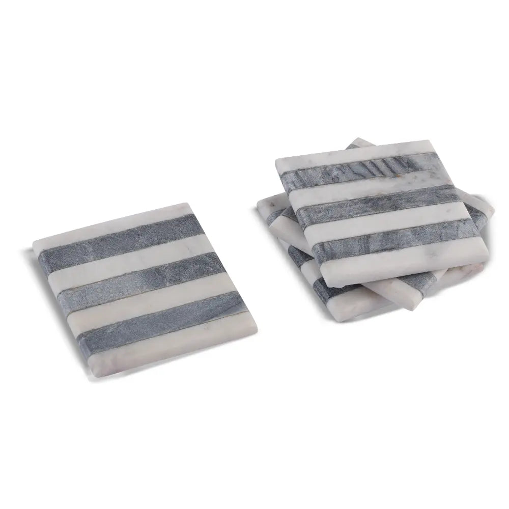 Elegant Stripes Marble Coasters