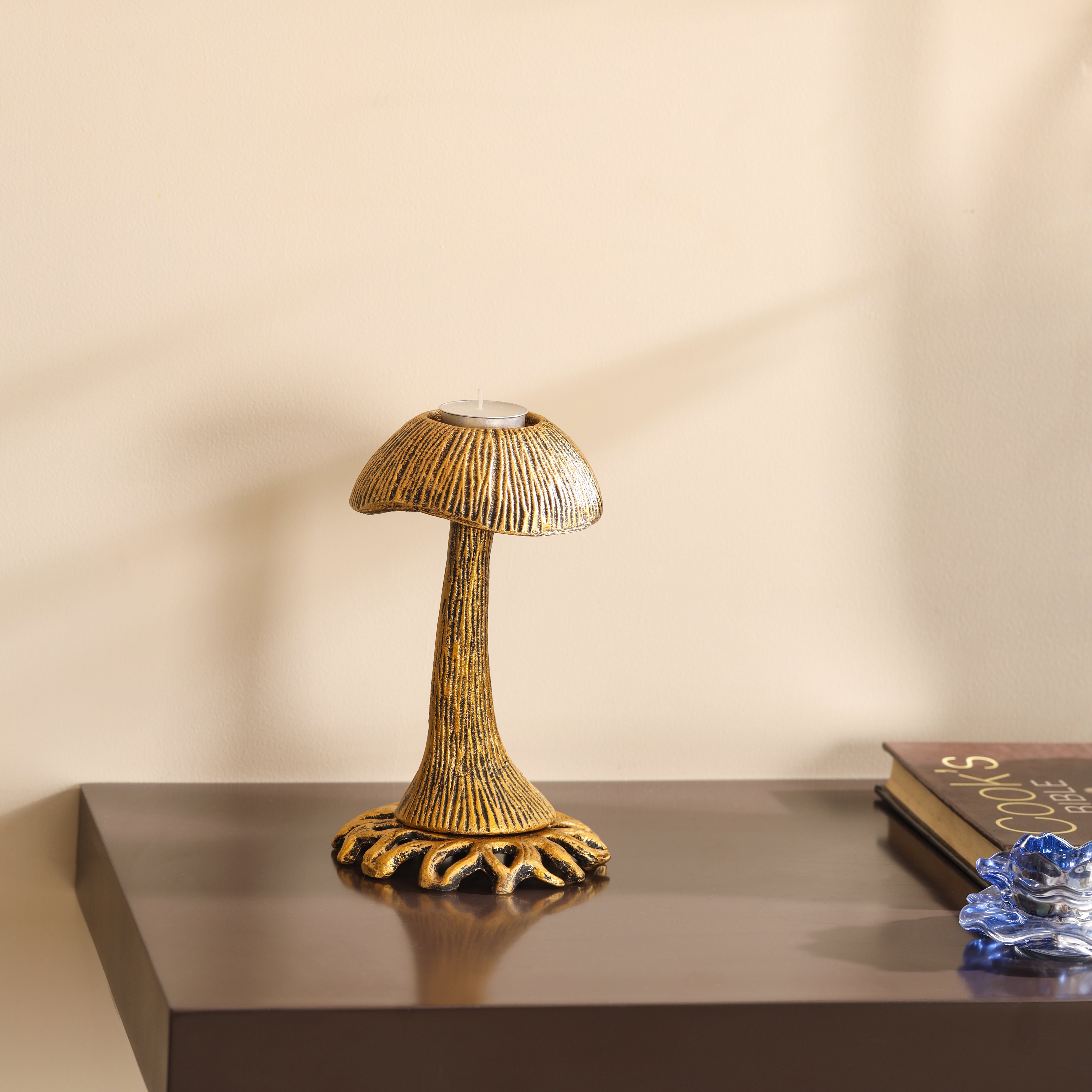 Rustic Mushroom Sculpture-Tealight Holder