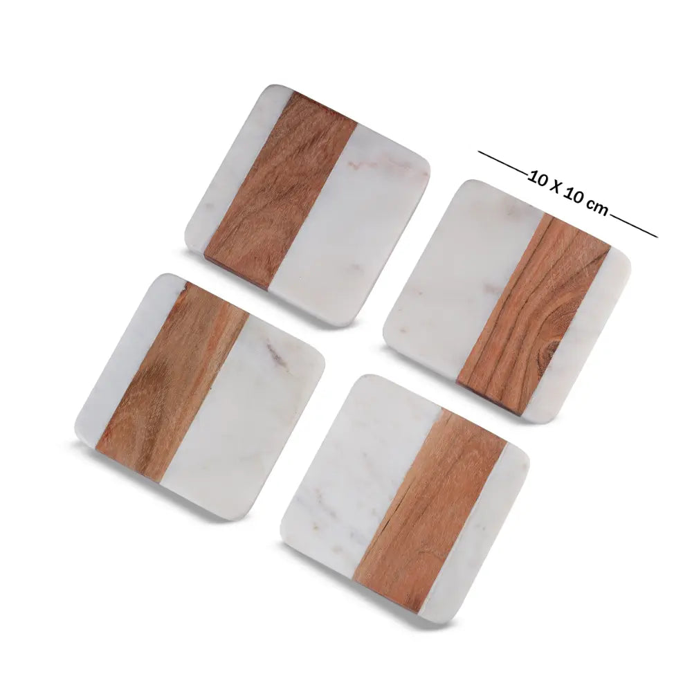 Wood Marble Square Coasters